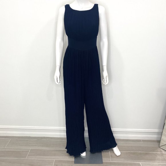 Misha Collection Larissa Pantsuit Deep V-Back Sleeveless Pleated Jumpsuit Size 6 - Picture 4 of 16